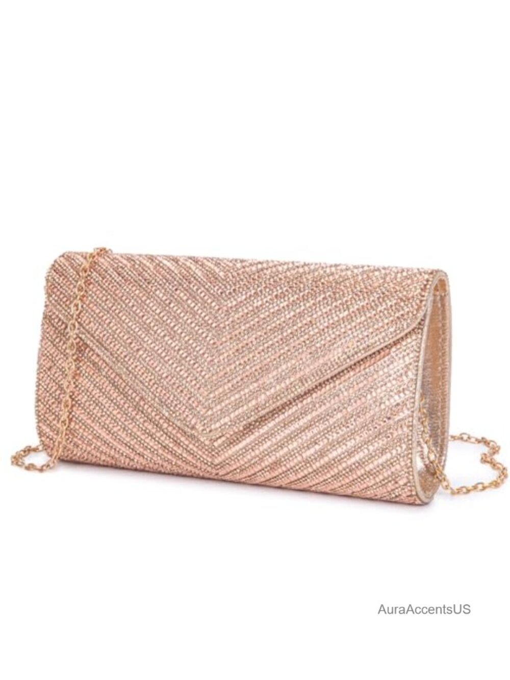 Rhinestone Evening Clutch Crossbody Bag Detachable Chain Wedding Party Purse